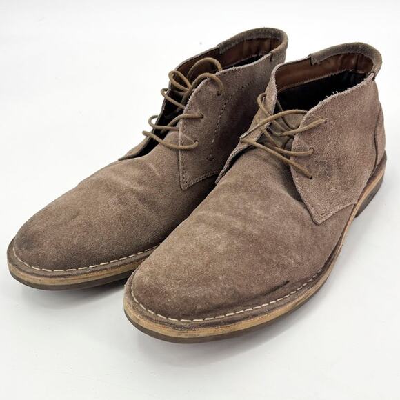 Steve Madden Other - Steve Madden Taupe‎ Suede Chukka Boots Leather Upper Lace-Up Size 9